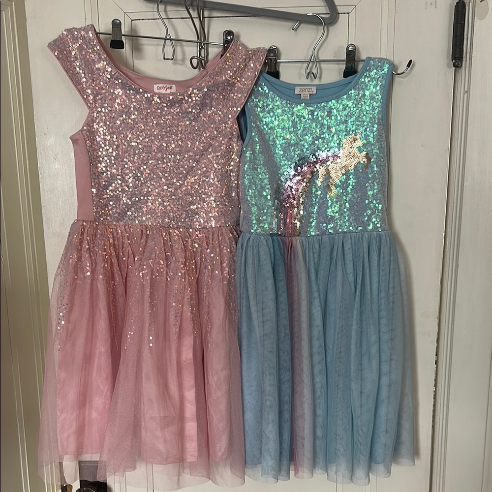 Pink and Blue Sequin Dresses